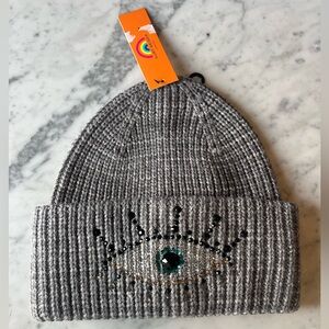 Kurt Geiger Women’s Gray Knit Beanie Hat with Eye Accent Design New with Tags